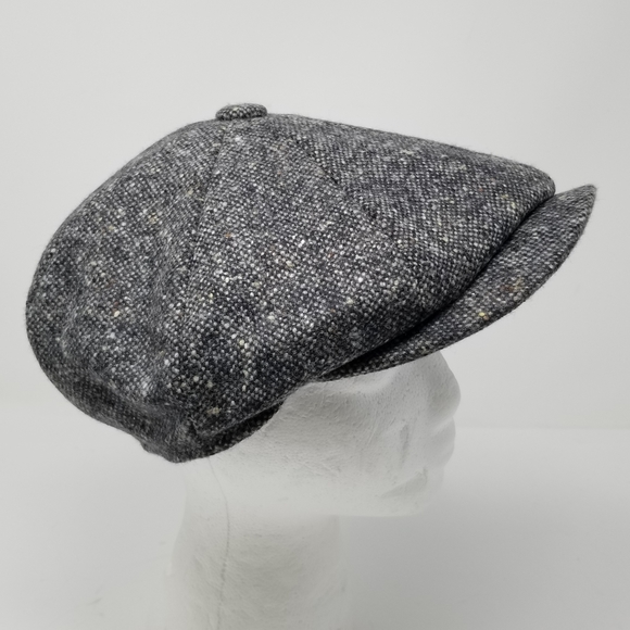 Moon Mens Wool Tweed Newsboy Flat Cap 8 Panel Button Gray Size Large 59cm - Picture 12 of 12